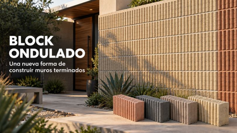 Block ondulado para muros terminados: diseño moderno y construcción eficiente.